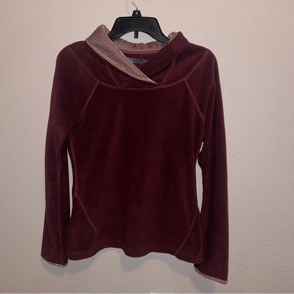 Prana Burgundy Cozy Cowl Pullover